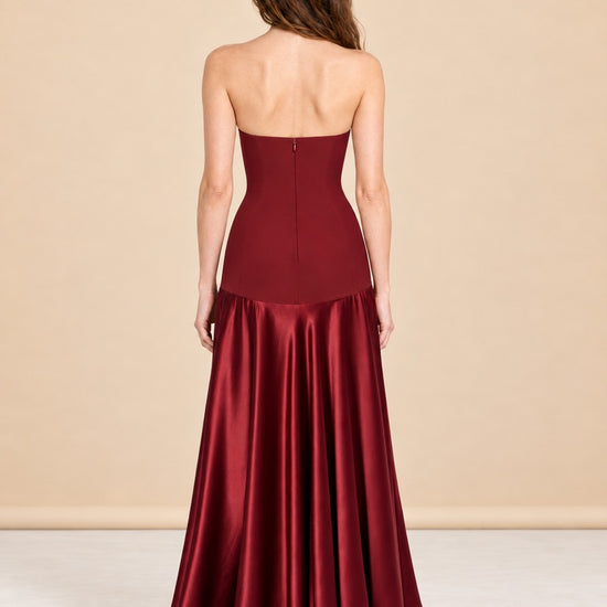 Aura Strapless Satin Gown — model back