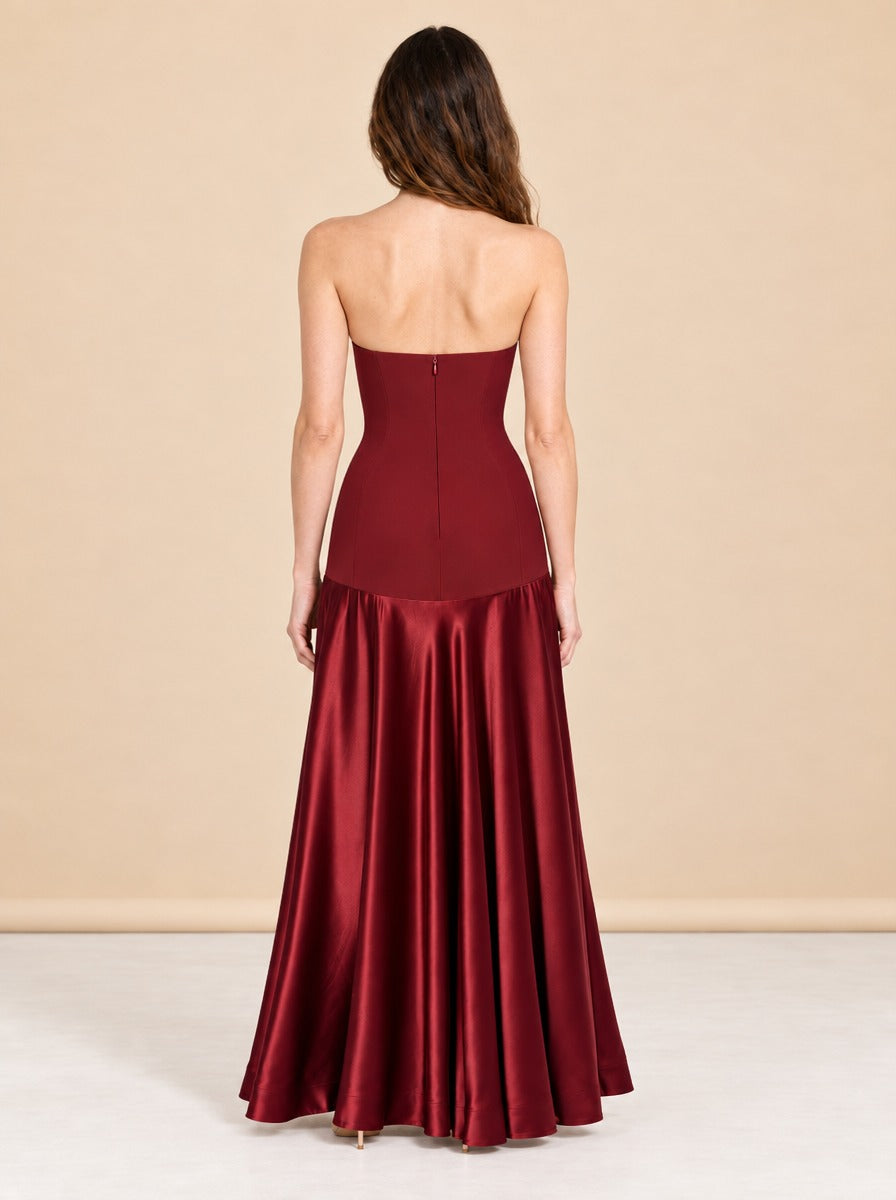Aura Strapless Satin Gown — model back