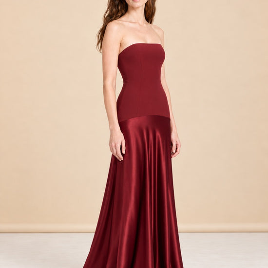 Aura Strapless Satin Gown — model front 2