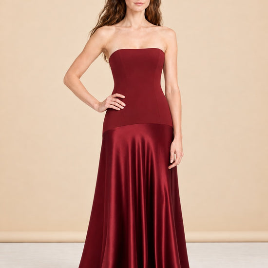 Aura Strapless Satin Gown — model front 3