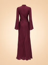 Bias-Cut Mock Neck Bell-Sleeve Maxi Dress — ghost back