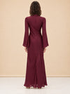 Bias-Cut Mock Neck Bell-Sleeve Maxi Dress — model back
