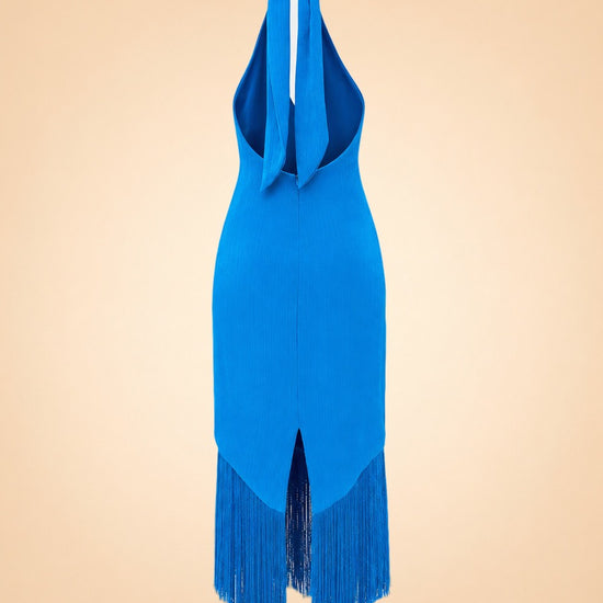 Margarita Fringe Halter Midi Dress — ghost back