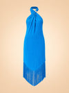 Margarita Fringe Halter Midi Dress — ghost front