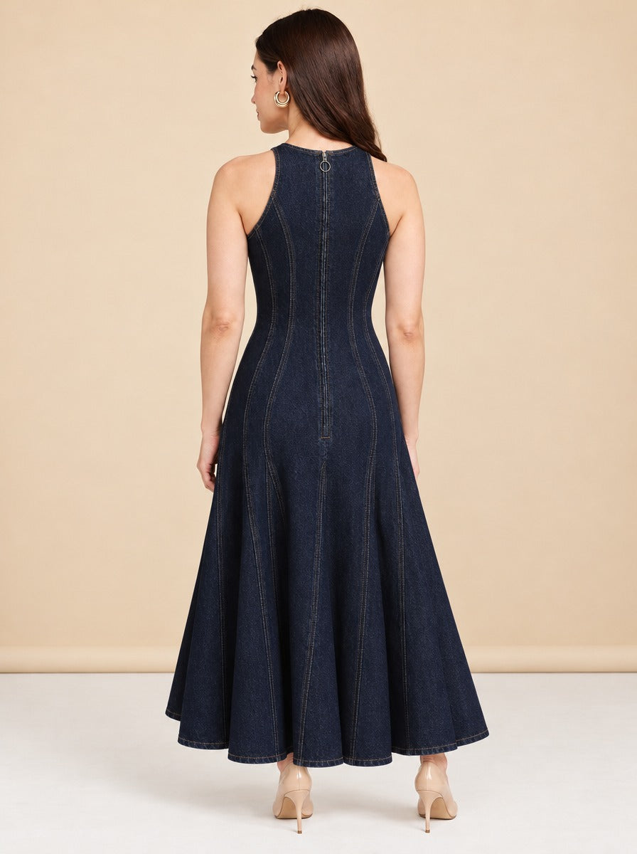 ANNA QUAN Bianca Dress Indigo Denim 8 AU model_back