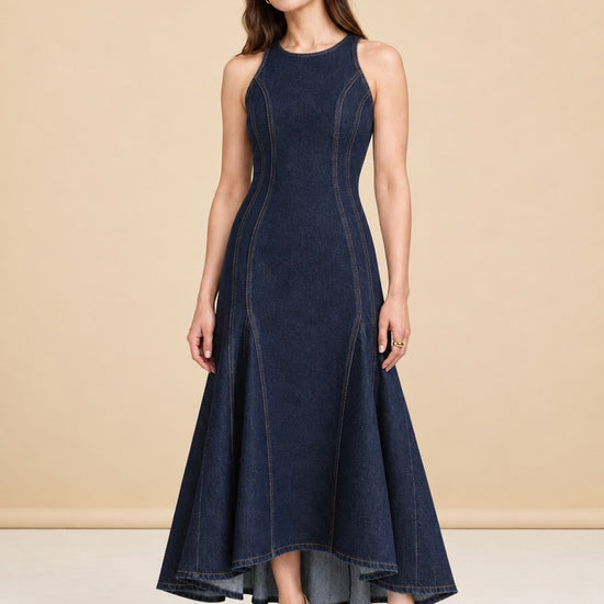 ANNA QUAN Bianca Dress Indigo Denim 8 AU model_front_2