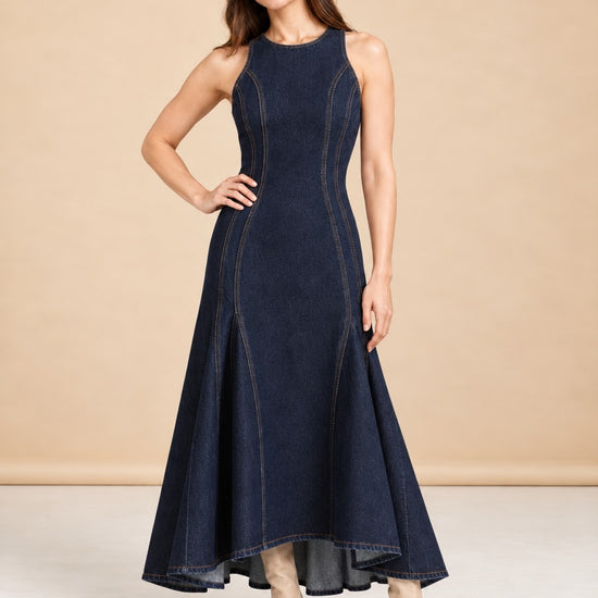ANNA QUAN Bianca Dress Indigo Denim 8 AU model_front_3