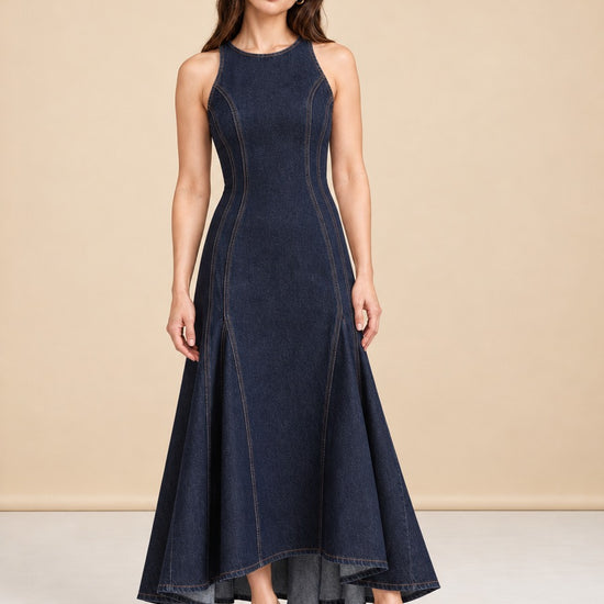ANNA QUAN Bianca Dress Indigo Denim 8 AU model_front