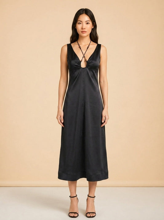 Black Halter Dress — Ganni