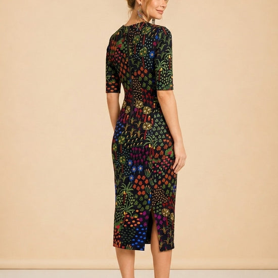 Farm Rio Black Multicolor Floral Print Dress — detail