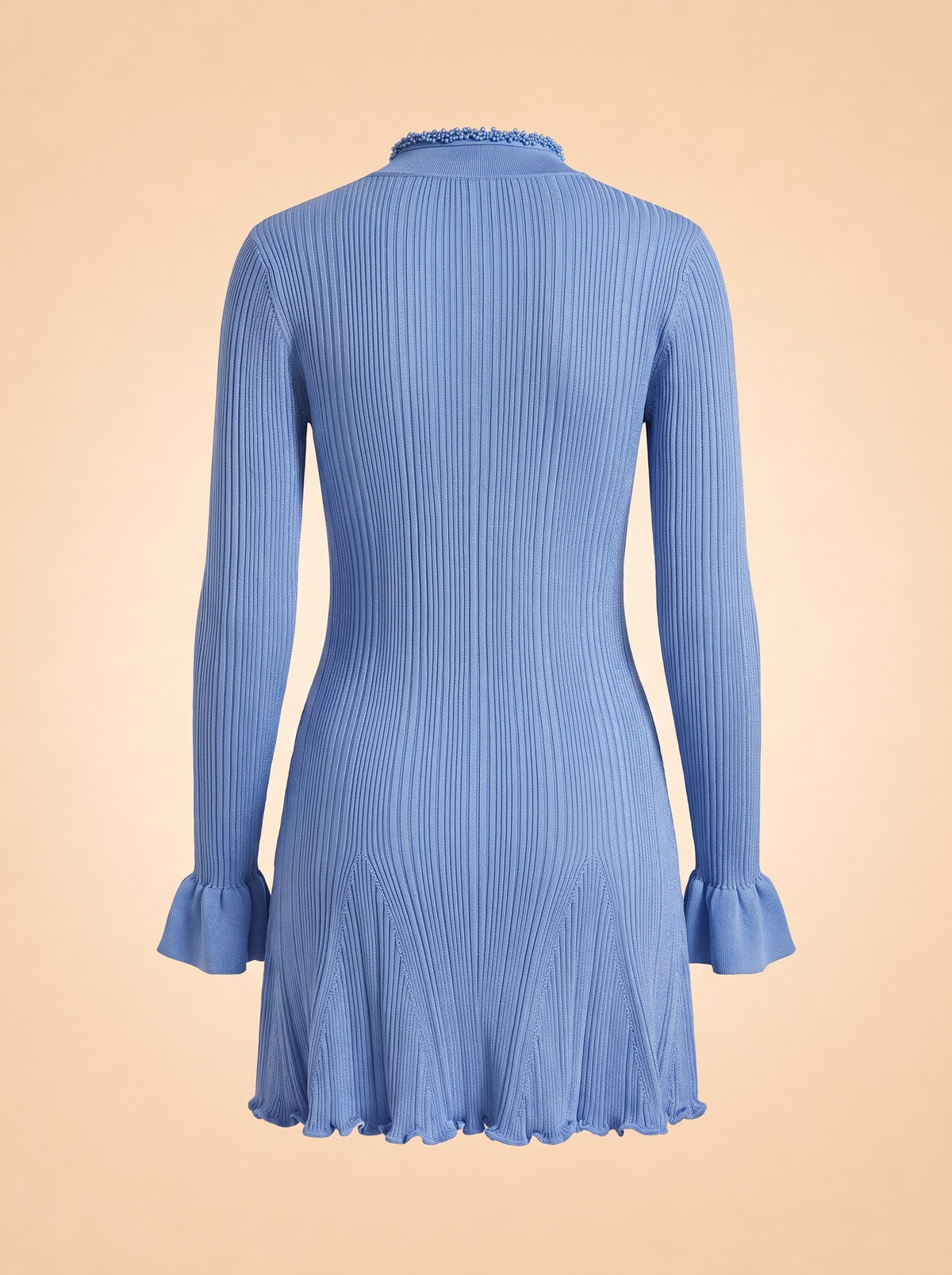 Blue Pearl Trim Knit Mini Dress ghost_back