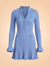 Blue Pearl Trim Knit Mini Dress ghost_front