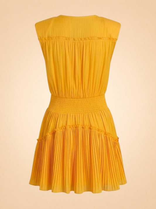 Marigold Pleated Belted Mini Dress
