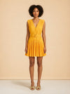 Marigold Pleated Belted Mini Dress