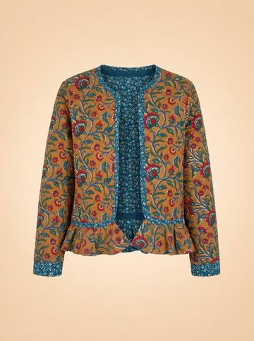 Brown & blue quilted jacket ghost_front