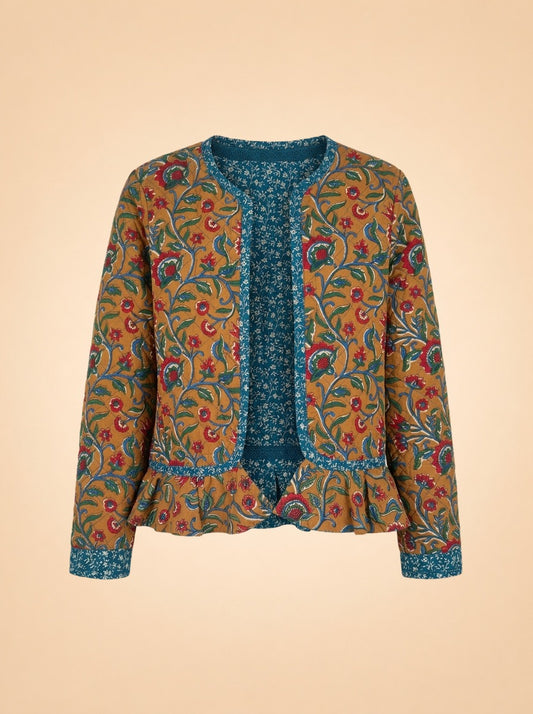 Brown & blue quilted jacket ghost_front