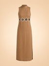 Brown Sleeveless Sheath Dress by Antonio Melani X MG Style — front detail
