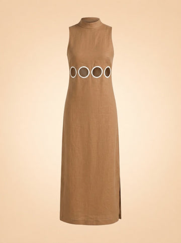 Brown Sleeveless Sheath Dress by Antonio Melani X MG Style — front detail