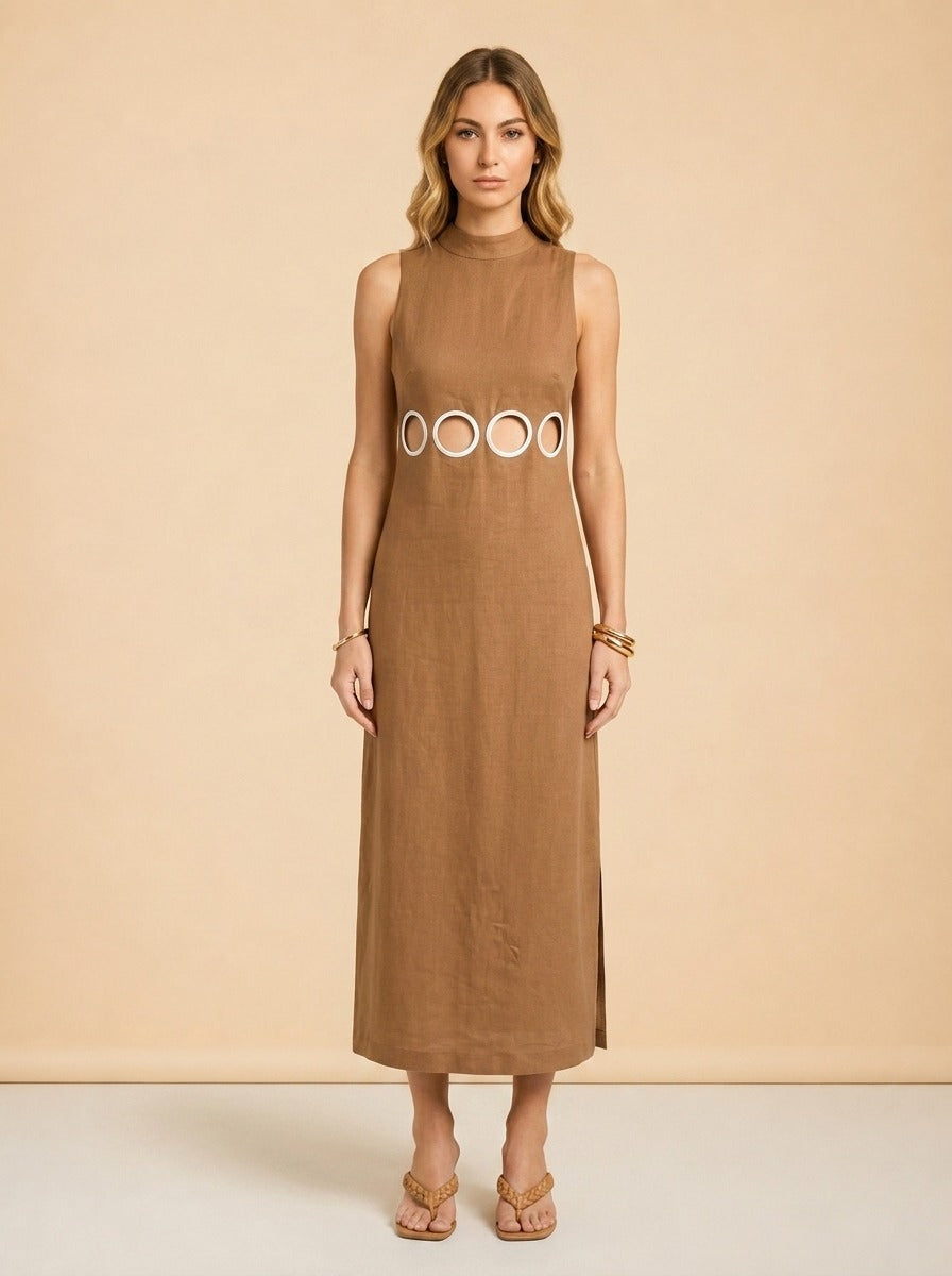 Brown Sleeveless Sheath Dress by Antonio Melani X MG Style — front