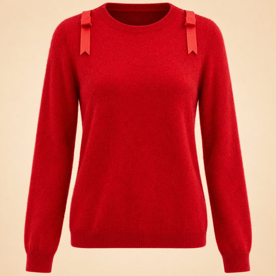 Brushed Cashmere Sweater With Shoulder Bows ghost_front