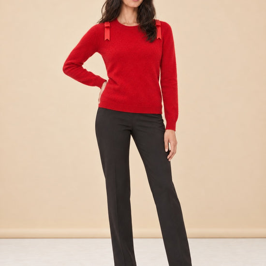 Brushed Cashmere Sweater With Shoulder Bows model_front_2