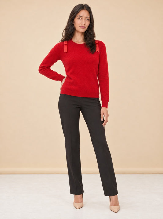 Brushed Cashmere Sweater With Shoulder Bows model_front_2