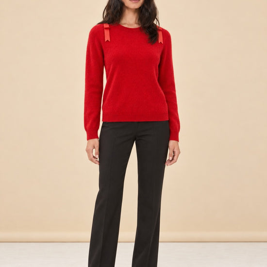 Brushed Cashmere Sweater With Shoulder Bows model_front