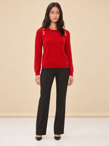 Brushed Cashmere Sweater With Shoulder Bows model_front