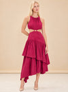 Caliente Cut-out Linen Dress - Fushia model_front_2