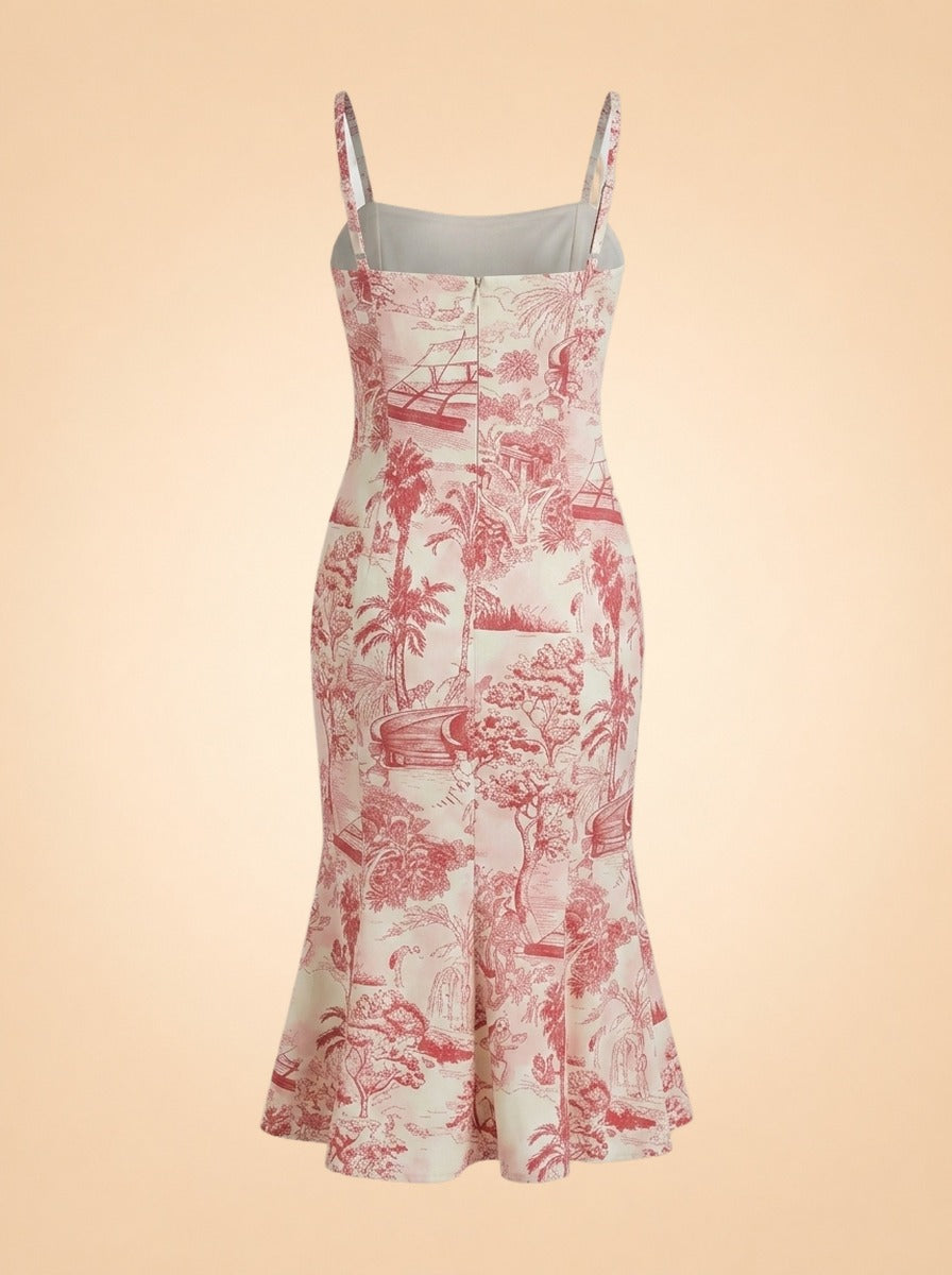 Calista Sleeveless Toile Print Midi Dress ghost_back