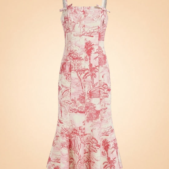 Calista Sleeveless Toile Print Midi Dress ghost_front