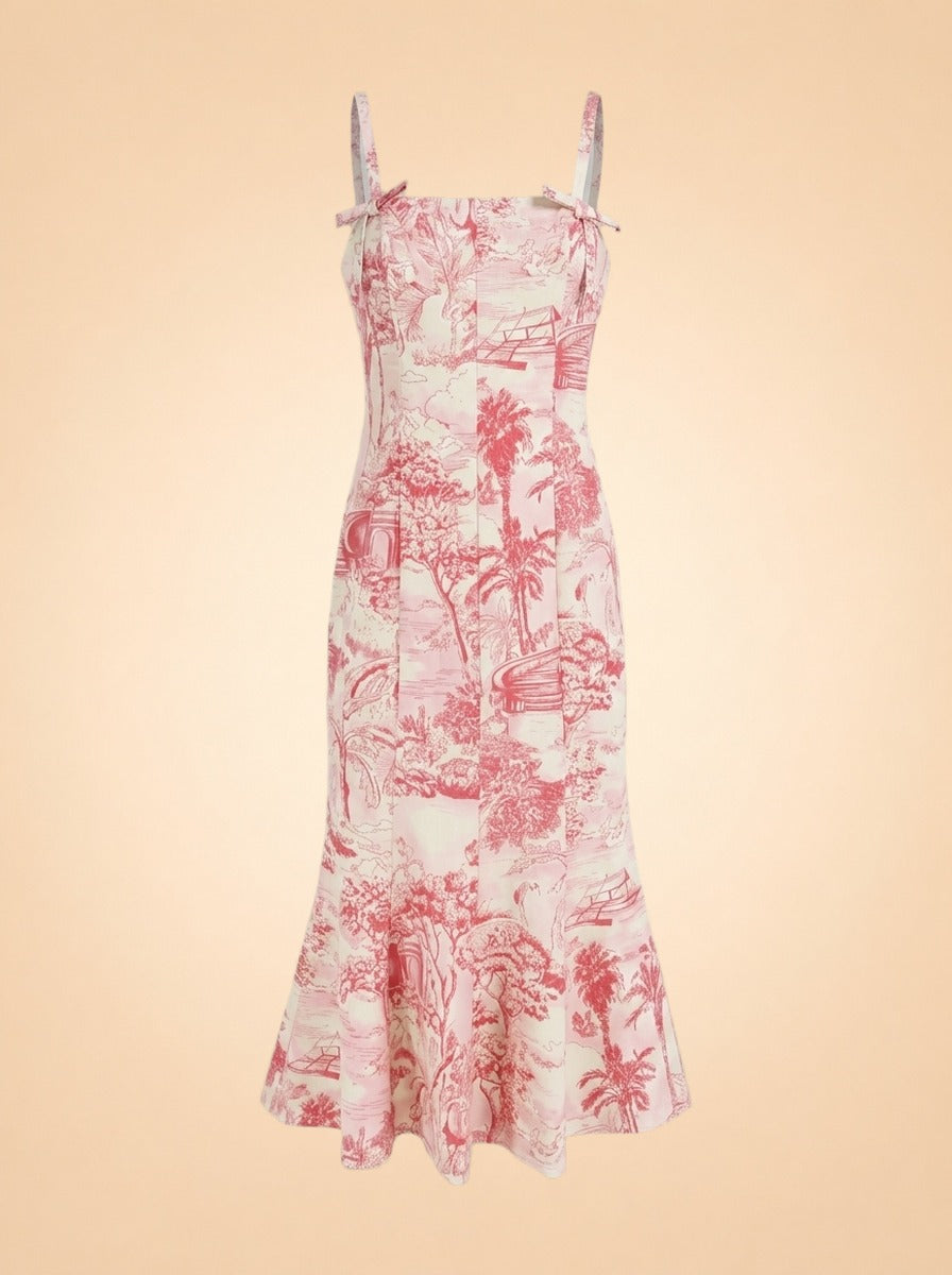 Calista Sleeveless Toile Print Midi Dress ghost_front