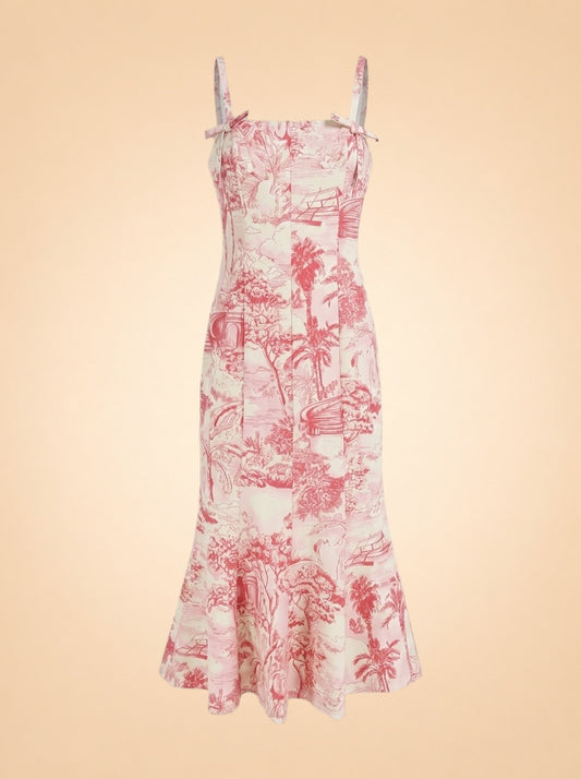 Calista Sleeveless Toile Print Midi Dress ghost_front