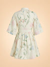 Mestiza New York Carmen Floral-Print Bow Mini Dress (cream/hummingbird) — back