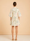 Mestiza New York Carmen Floral-Print Bow Mini Dress (cream/hummingbird) — on model, back
