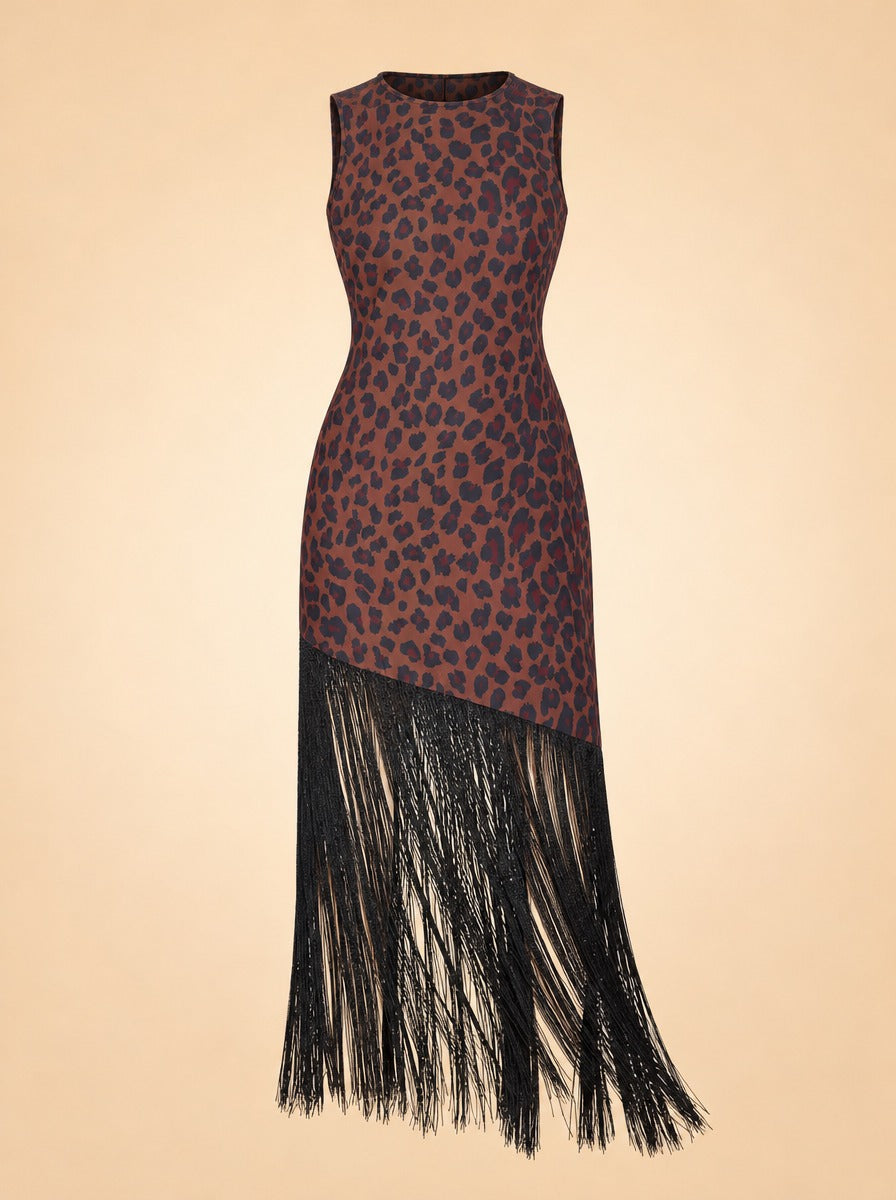 Casablanca Crepe Fringe Dress ghost_front