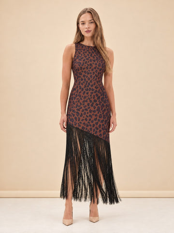 Casablanca Crepe Fringe Dress model_front