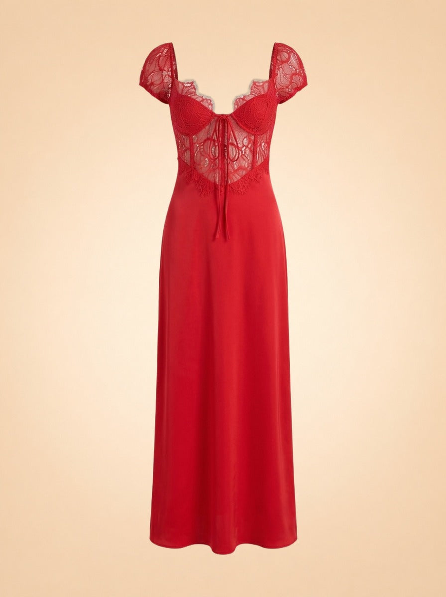 Casey Lace-Inset Midi Dress ghost_front