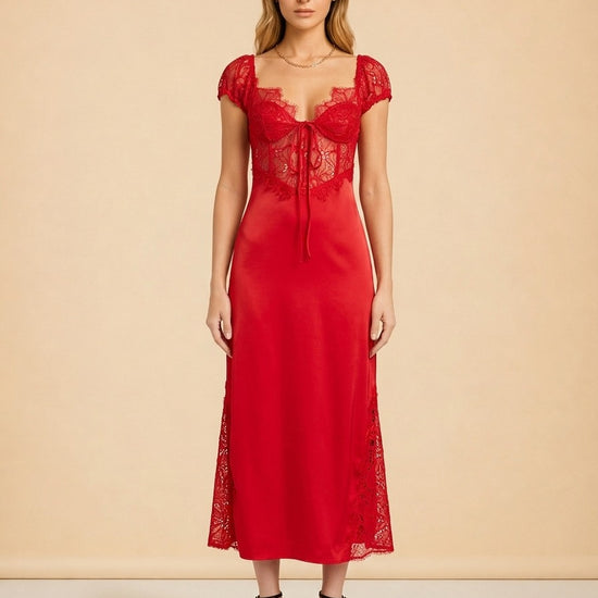 Casey Lace-Inset Midi Dress model_front