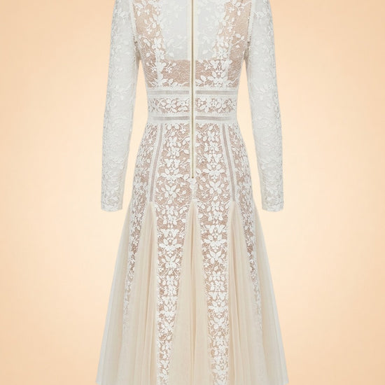 Bronx & Banco Casey Lace Long-Sleeve Mini Dress (white) — back