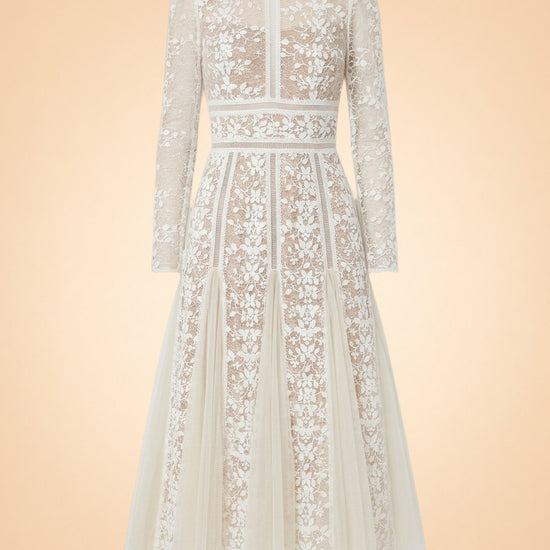 Bronx & Banco Casey Lace Long-Sleeve Mini Dress (white) — front
