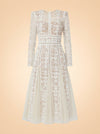 Bronx & Banco Casey Lace Long-Sleeve Mini Dress (white) — front