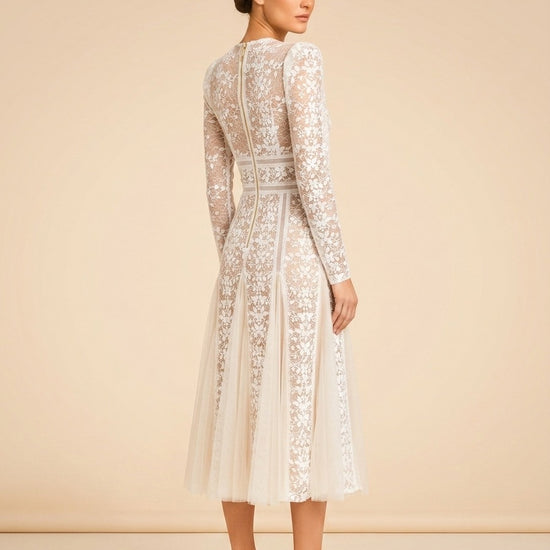Bronx & Banco Casey Lace Long-Sleeve Mini Dress (white) — detail