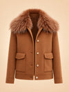 Cashmere Bomber Jacket With Detachable Fur Collar ghost_front