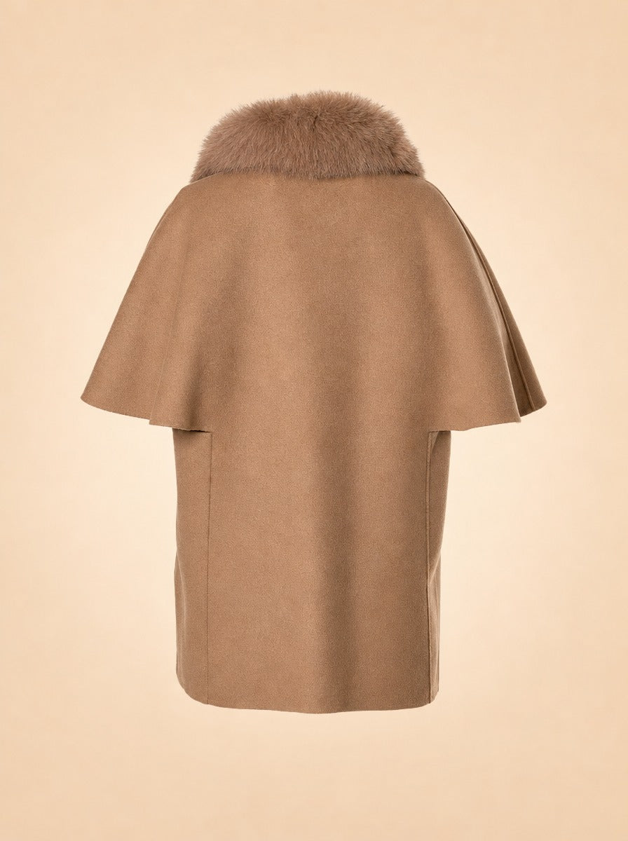 Cashmere Wool Jacket with Fox Fur ghost_back