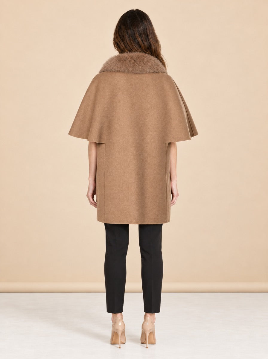 Cashmere Wool Jacket with Fox Fur model_back
