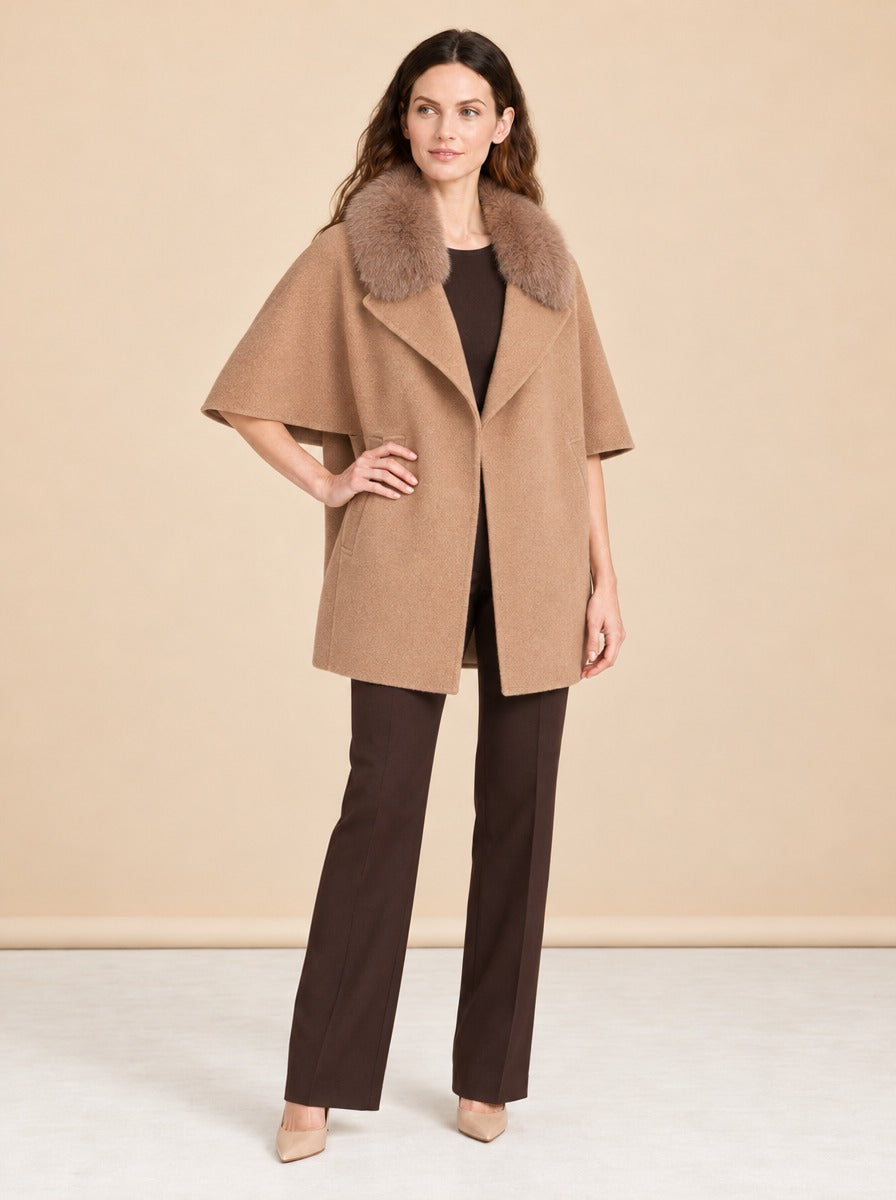 Cashmere Wool Jacket with Fox Fur model_front_3