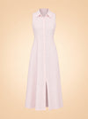 Gingham Sleeveless Button-Front Midi Shirt Dress — ghost front