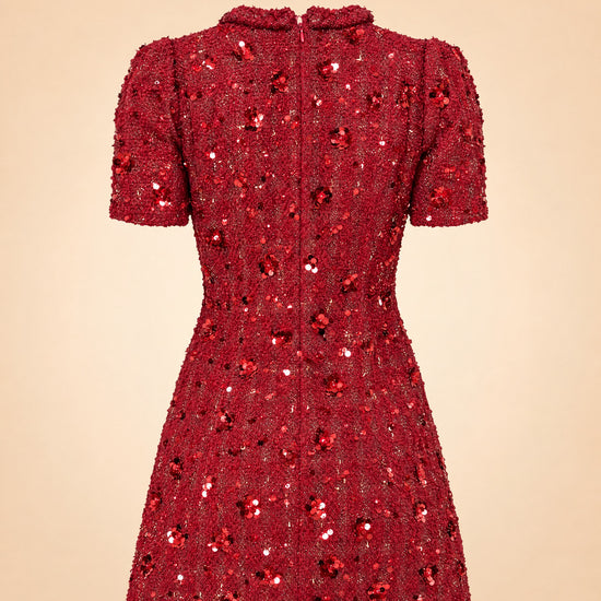 Cherry Tweed Shift Dress ghost_back