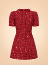 Cherry Tweed Shift Dress ghost_back